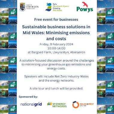 Event: Sustainable business solutions in Mid Wales: Minimising emissions and costs